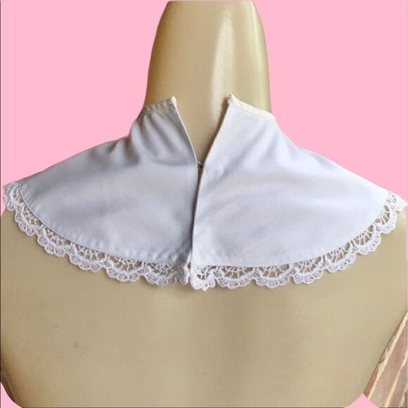Vintage Handmade Cotton Lace Trim Eye Hook Closure Collar - Picture 2 of 8